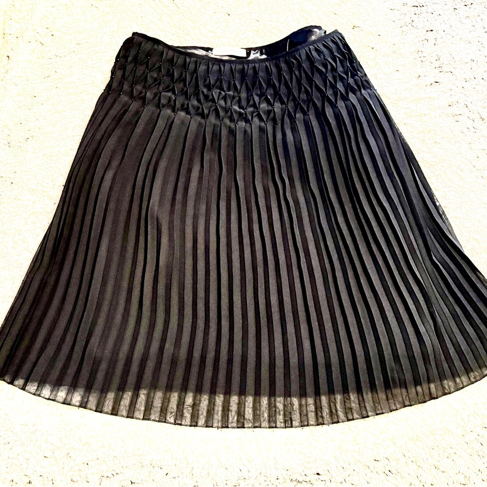 Calvin Klein Black A-Line Pleated Skirt